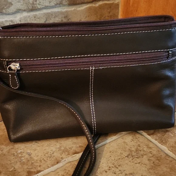 OVERLAND brown and White Leather Crossbody - Picture 3 of 11